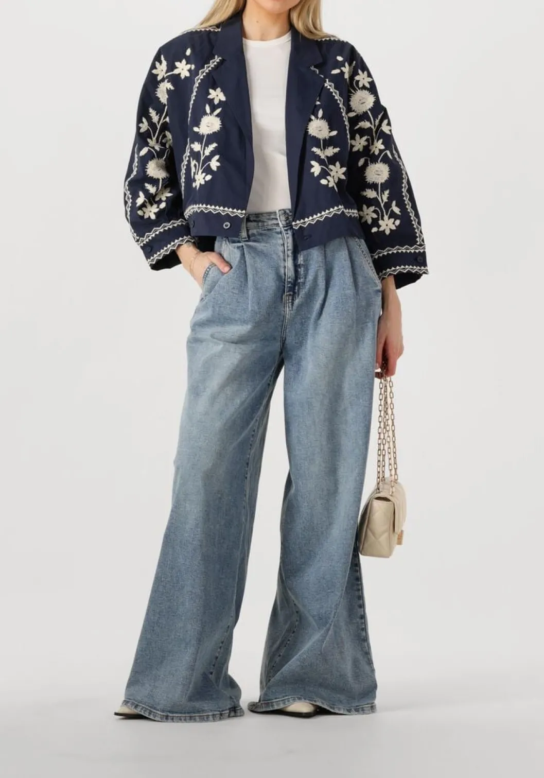 donkerblauwe antik batik jack winna bomber