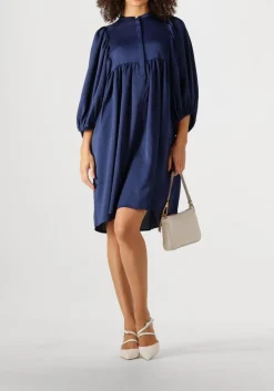 donkerblauwe bruuns bazaar midi jurk sarina dress