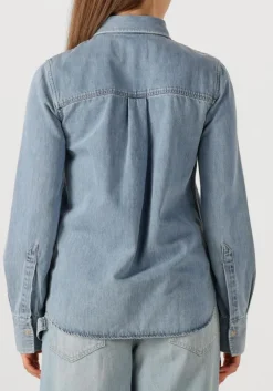 donkerblauwe closed blouses classic shirt