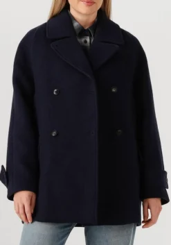 donkerblauwe closed mantel caban jacket
