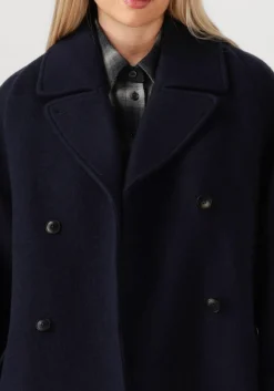 donkerblauwe closed mantel caban jacket