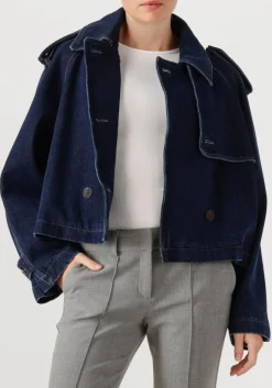 donkerblauwe closed trenchcoats cropped trench