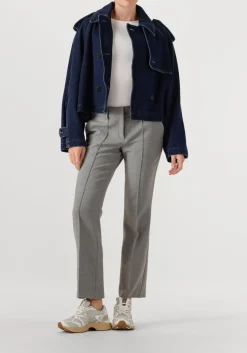 donkerblauwe closed trenchcoats cropped trench