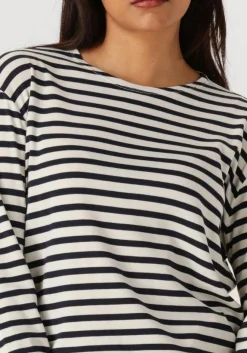 donkerblauwe closed trui basic long sleeve st striped