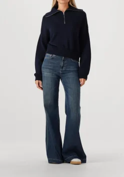 donkerblauwe closed vest cropped troyer