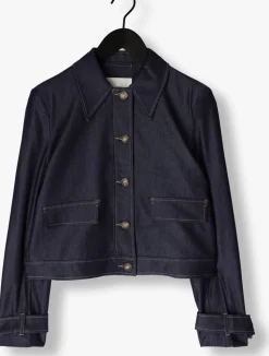 donkerblauwe co'couture blouses terry denim jacket