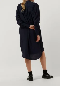 donkerblauwe co'couture midi jurk callum volume dress
