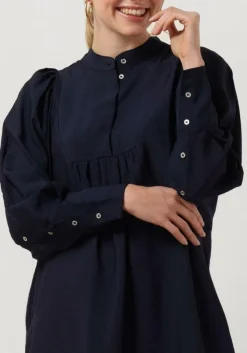 donkerblauwe co'couture midi jurk callum volume dress