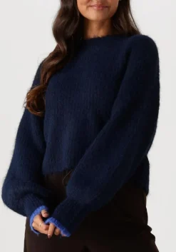 donkerblauwe co'couture truien/vesten coralee crop knit