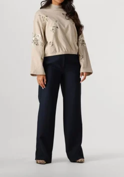 donkerblauwe co'couture wijde broek vola long wide pant