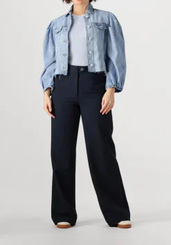 donkerblauwe co'couture wijde broek vola long wide pant