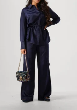 donkerblauwe dante6 pantalon noldy wide leg pants