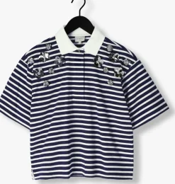 donkerblauwe dante6 t-shirt titan embellished polo shirt