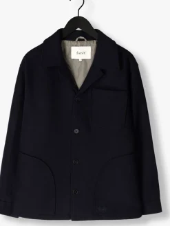 donkerblauwe forét jack lodge wool jacket