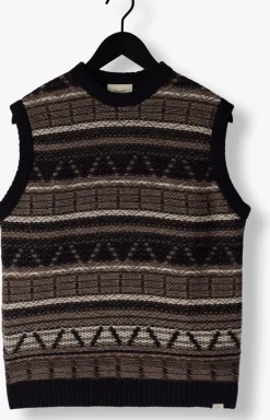 donkerblauwe forét spencer cone jacquard vest