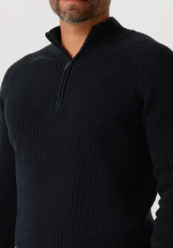 donkerblauwe gentiluomo trui turtle zip