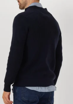 donkerblauwe gran sasso trui mock zip
