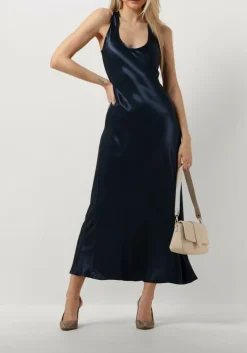 donkerblauwe greek archaic kori midi jurk 130482