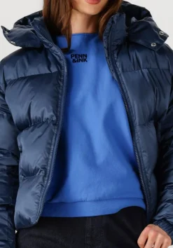 donkerblauwe penn & ink gewatteerde jas jacket