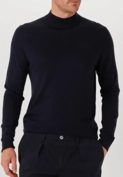 donkerblauwe profuomo coltrui pullover mock neck merino
