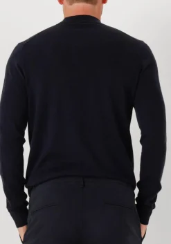 donkerblauwe profuomo coltrui pullover mock neck merino