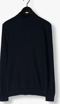donkerblauwe profuomo coltrui pullover mock neck merino