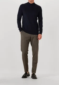 donkerblauwe profuomo coltrui pullover mock neck merino
