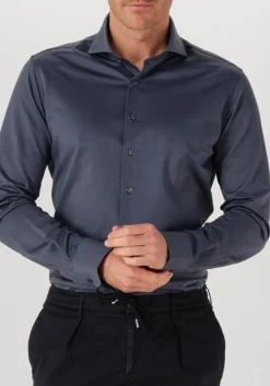 donkerblauwe profuomo klassiek overhemd shirt x-cutaway sf japanese knitted