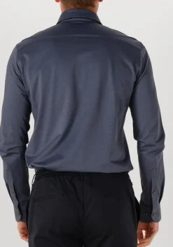 donkerblauwe profuomo klassiek overhemd shirt x-cutaway sf japanese knitted