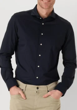 donkerblauwe profuomo klassiek overhemd shirt x-cutaway japanese knitted