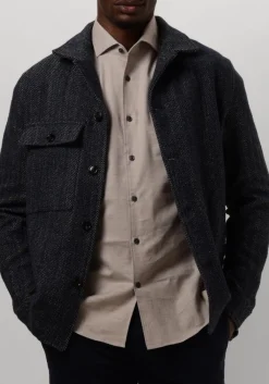 donkerblauwe profuomo overshirt overshirt twill n
