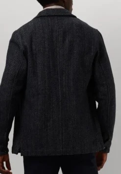 donkerblauwe profuomo overshirt overshirt twill n