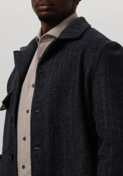 donkerblauwe profuomo overshirt overshirt twill n