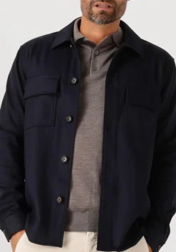 donkerblauwe profuomo overshirt overshirt cutaway knitted