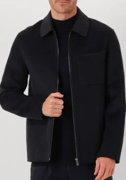 donkerblauwe profuomo overshirts overshirt wool zipper