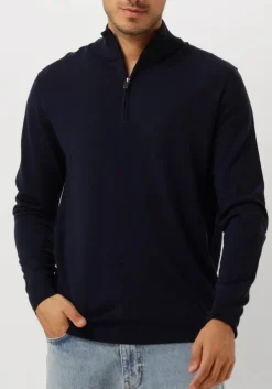 donkerblauwe profuomo trui pullover half zip