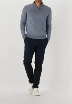 donkerblauwe profuomo trui pullover half zip merino