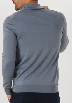 donkerblauwe profuomo trui pullover half zip merino