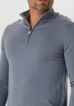donkerblauwe profuomo trui pullover half zip merino