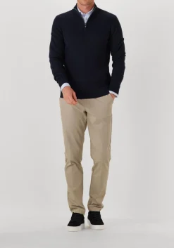 donkerblauwe profuomo trui pullover half zip twinkle slub