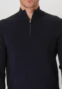 donkerblauwe profuomo trui half zip luxury basic