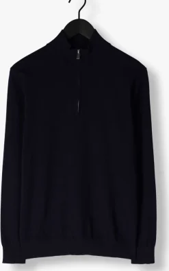 donkerblauwe profuomo trui half zip luxury basic