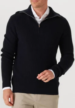 donkerblauwe profuomo trui pullover half zip