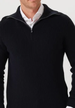 donkerblauwe profuomo trui pullover half zip