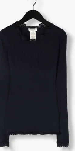 donkerblauwe rosemunde top babette silk t-shirt lace
