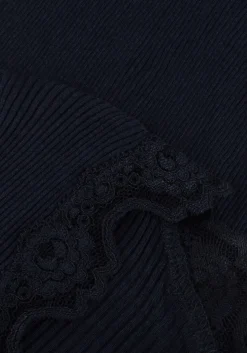 donkerblauwe rosemunde top babette silk t-shirt lace