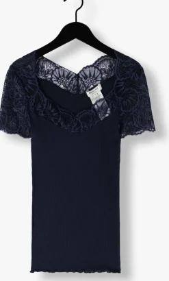 donkerblauwe rosemunde top beatha capsleeve