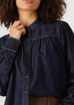 donkerblauwe second female blouses dera denim shirt