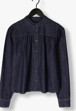 donkerblauwe second female blouses dera denim shirt