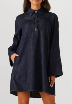 donkerblauwe second female mini jurk dera denim tunic dress